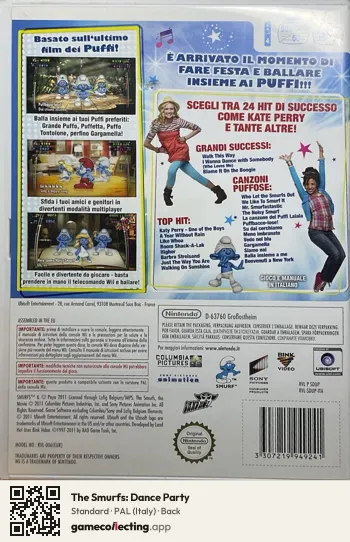 The Smurfs: Dance Party Nintendo Wii, Italy box back