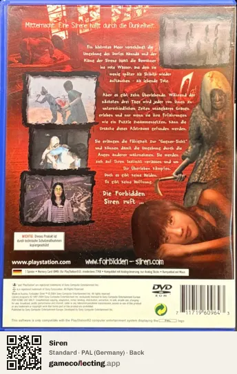 Siren PlayStation 2, Germany box back