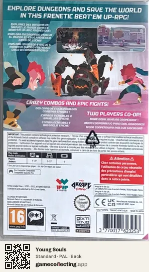 Young Souls Nintendo Switch, PAL box back