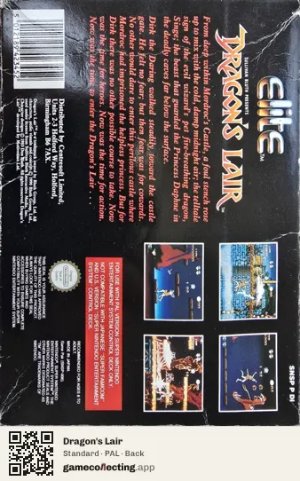 Dragon's Lair Super Nintendo Entertainment System, PAL box back