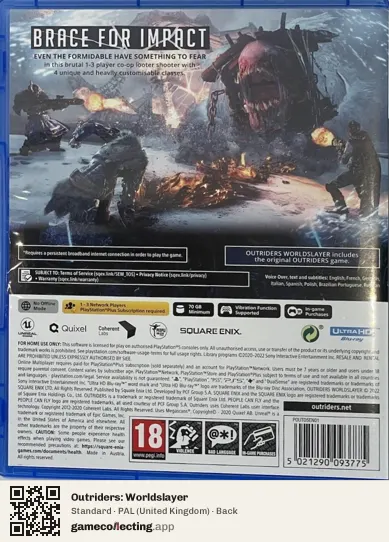 Outriders: Worldslayer PlayStation 5, United Kingdom box back