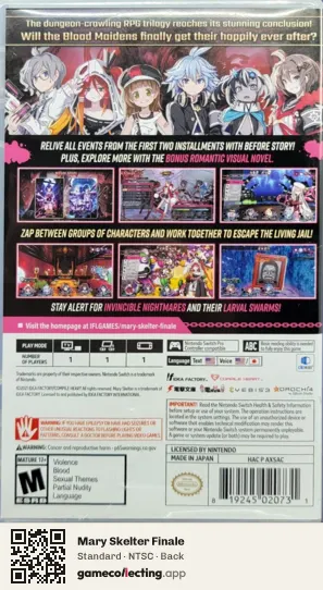 Mary Skelter Finale Nintendo Switch, NTSC box back