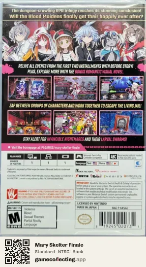 Mary Skelter Finale Nintendo Switch, NTSC box back