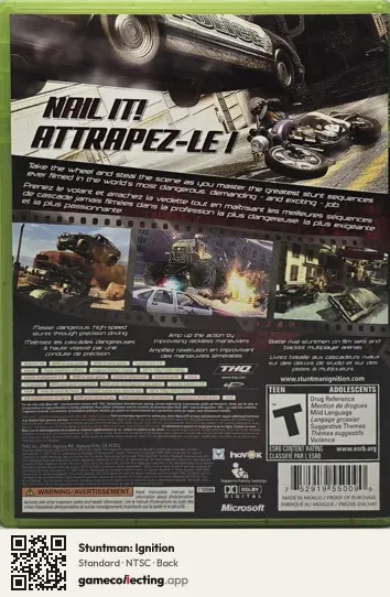Stuntman: Ignition Xbox 360, NTSC box back