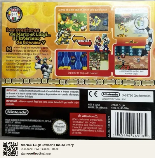 Mario & Luigi: Bowser's Inside Story Nintendo DS, France box back