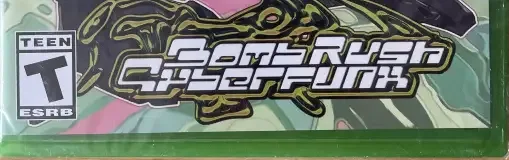 Bomb Rush Cyberfunk, the ESRB box on its front