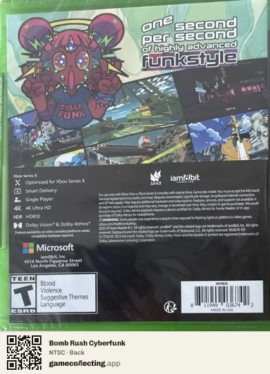 Bomb Rush Cyberfunk Xbox Series X, NTSC box back