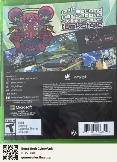 Bomb Rush Cyberfunk Xbox Series X, NTSC box back