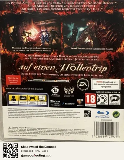 Shadows of the Damned PlayStation 3, PAL box back