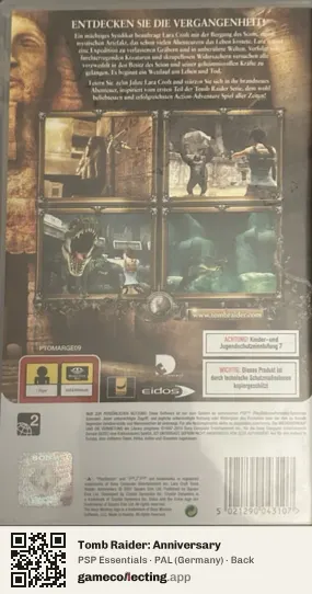 Tomb Raider: Anniversary PlayStation Portable, Germany box back