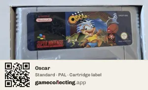 Oscar Super Nintendo Entertainment System, PAL cartridge label