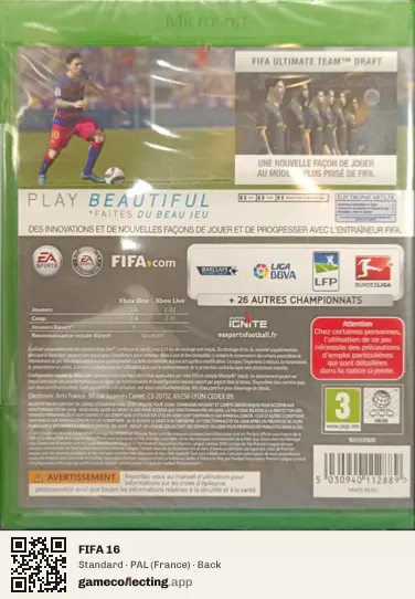 FIFA 16 Xbox One, France box back