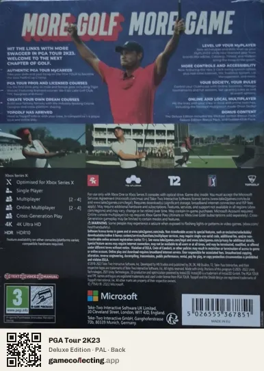 PGA Tour 2K23 Xbox Series X, PAL box back