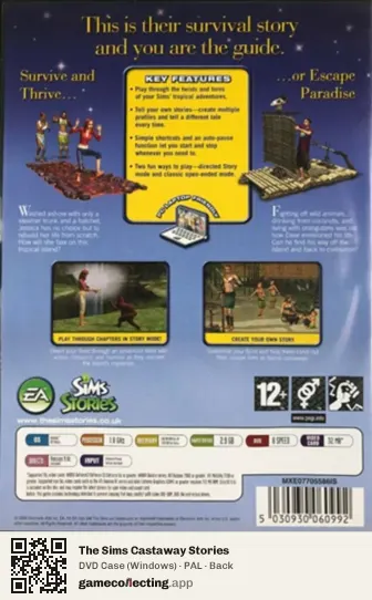 The Sims Castaway Stories Computer, PAL box back