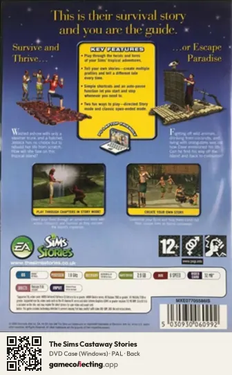 The Sims Castaway Stories Computer, PAL box back
