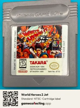 World Heroes 2 Jet Game Boy, NTSC cartridge label
