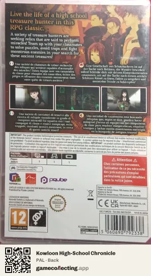 Kowloon High-School Chronicle Nintendo Switch, PAL box back