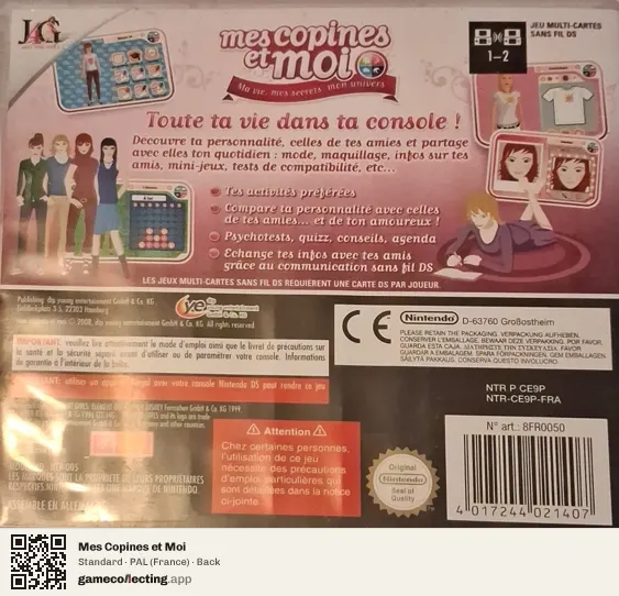 Mes Copines et Moi Nintendo DS, France box back