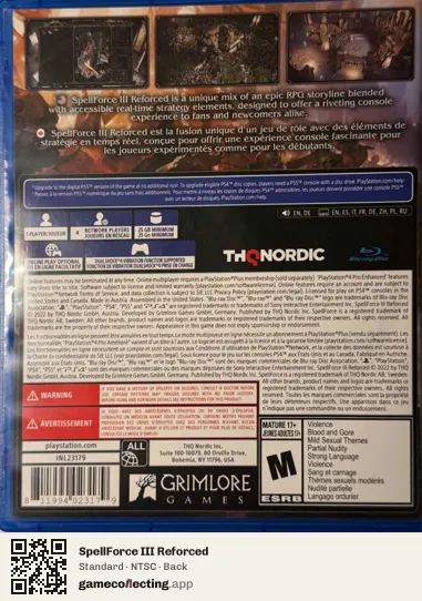 SpellForce III Reforced PlayStation 4, NTSC box back