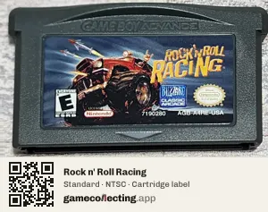 Rock n' Roll Racing Game Boy Advance, NTSC cartridge label