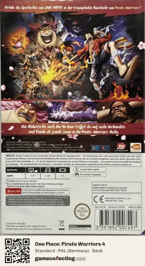 One Piece: Pirate Warriors 4 Nintendo Switch, Germany box back