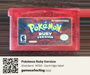 Pokémon Ruby Version Game Boy Advance, NTSC cartridge label