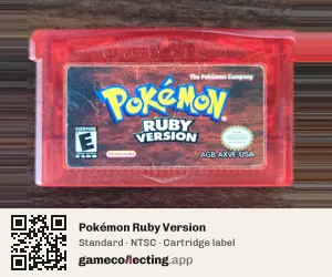 Pokémon Ruby Version Game Boy Advance, NTSC cartridge label