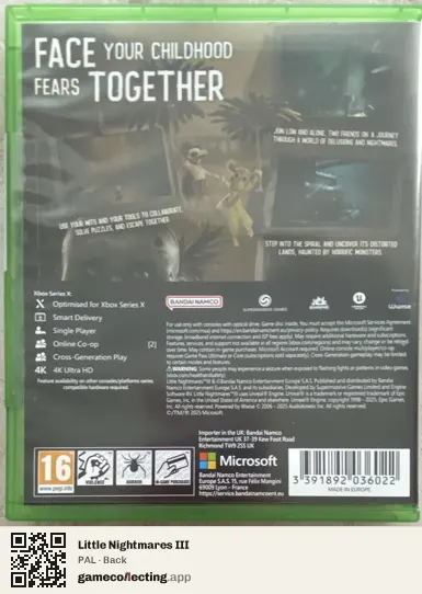 Little Nightmares III Xbox Series X, PAL box back