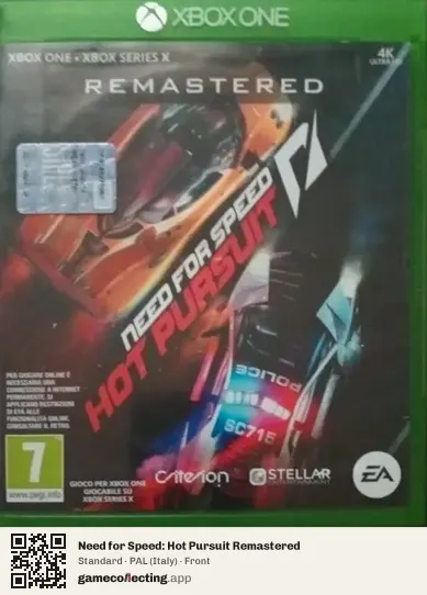 Need for Speed: Hot Pursuit Remastered Xbox One, Italy box front