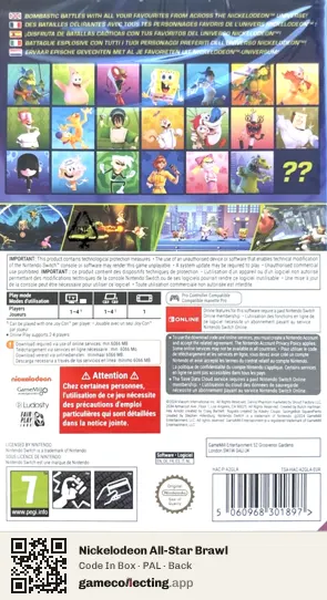 Nickelodeon All-Star Brawl Nintendo Switch, PAL box back