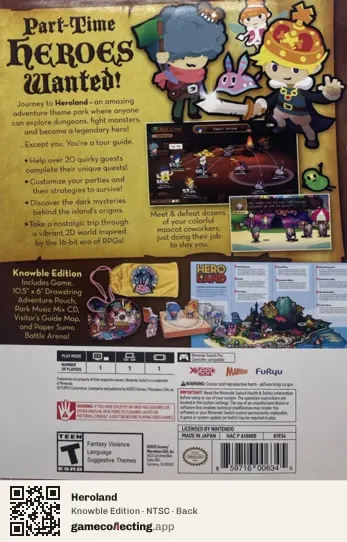 Heroland Nintendo Switch, NTSC box back