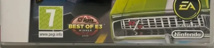 Need for Speed: Nitro, the PEGI square on its front