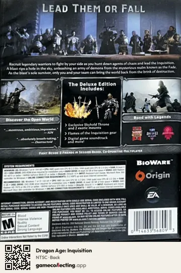 Dragon Age: Inquisition Computer, NTSC box back