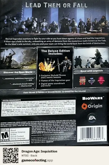 Dragon Age: Inquisition Computer, NTSC box back