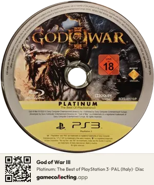 God of War III PlayStation 3, PAL disc