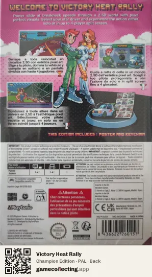 Victory Heat Rally Nintendo Switch, PAL box back