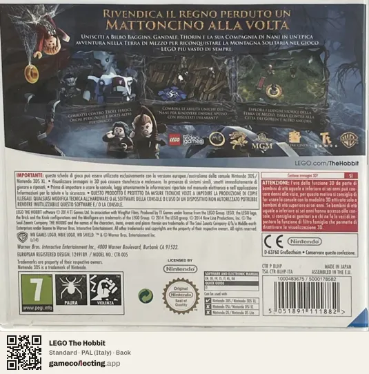 LEGO The Hobbit Nintendo 3DS, Italy box back