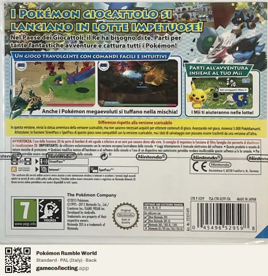 Pokémon Rumble World Nintendo 3DS, Italy box back