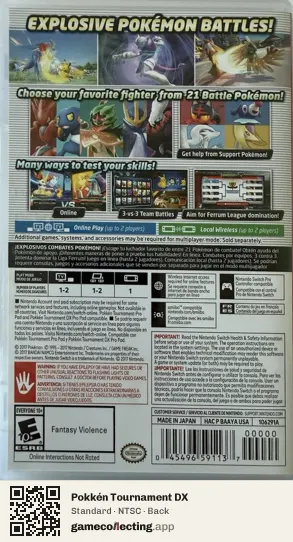 Pokkén Tournament DX Nintendo Switch, NTSC box back