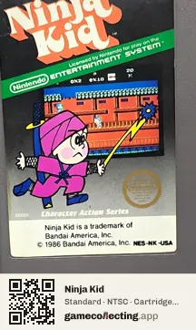 Ninja Kid Nintendo Entertainment System, NTSC cartridge label