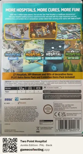 Two Point Hospital Nintendo Switch, PAL box back
