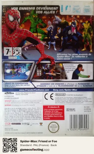 Spider-Man: Friend or Foe Nintendo Wii, France box back