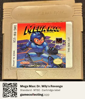 Mega Man: Dr. Wily's Revenge Game Boy, NTSC cartridge label
