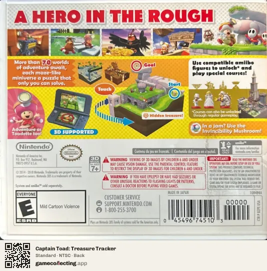 Captain Toad: Treasure Tracker Nintendo 3DS, NTSC box back