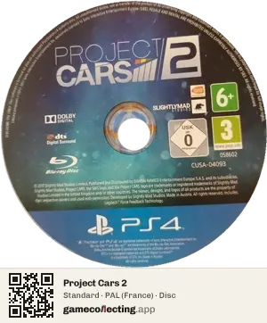 Project Cars 2 PlayStation 4, PAL disc