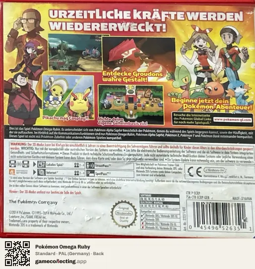 Pokémon Omega Ruby Nintendo 3DS, Germany box back