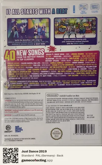 Just Dance 2019 Nintendo Wii, Germany box back