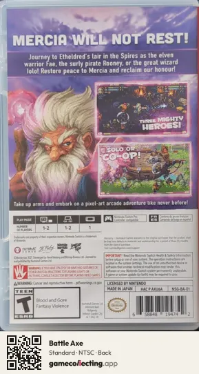 Battle Axe Nintendo Switch, NTSC box back