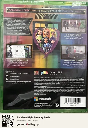 Rainbow High: Runway Rush Xbox Series X, PAL box back