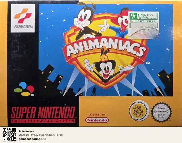 Animaniacs Super Nintendo Entertainment System, United Kingdom box front